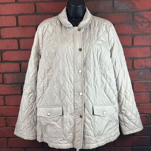 Charter Club Womens Large Cream Quilted Puffer Coat – Lightweight, Chic